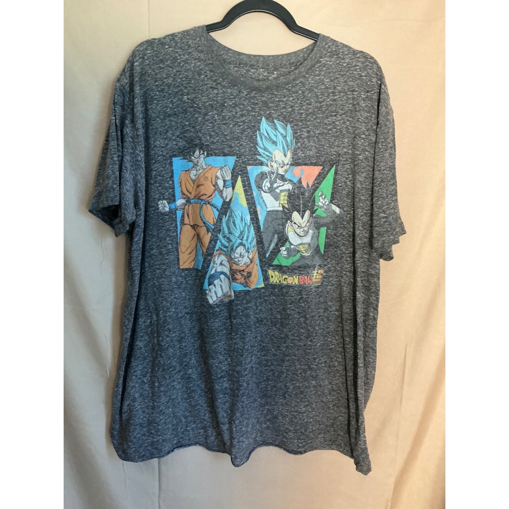 Dragon Ball Super Graphic T-Shirt Mens XXL Grey Excellent Goku Vegeta Tee